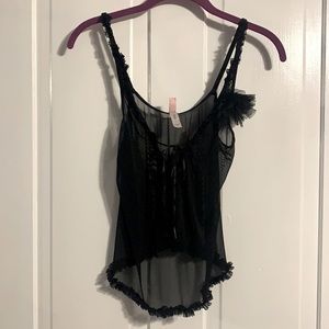NWT Victoria’s Secret Black Lingerie Camisole Tank  with Flower Puff Accent